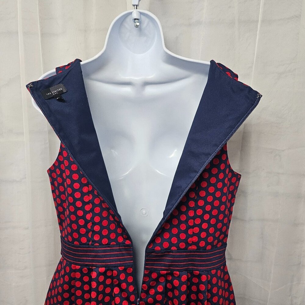 The Limited Dress Polka Dot Red Blue Sleeveless Retro 10 - Picture 9 of 14